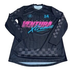 X Games Ventura 2024 San Buena Long Sleeve Mesh Jersey Black Pink Mens Large